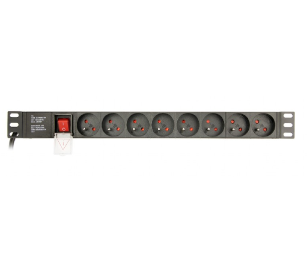 Gembird Rack - 8 gniazd FR, 1U, 16A, Schuko, 3m - 1230929 - zdjęcie